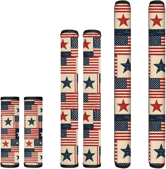 Novelty American Flag Fridge Door Handle Covers Set of 6, Non Slip Kitchen Appliance Decoration for Refrigerator Dishwashers Microwave for July 4th USA Independence Day Decor