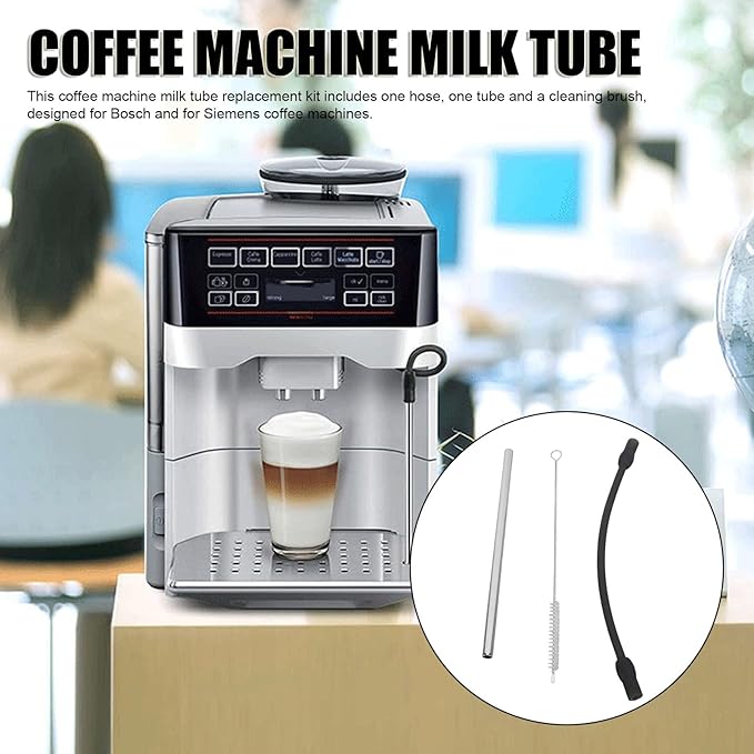 Coffee Machine Replacement Tube, Coffee Machine Replacement Tube Stainless Steel Silicon Milk Hose Coffee Maker Accessories Pipe Coffee Machine Water Hose Cleaning Brush Coffee