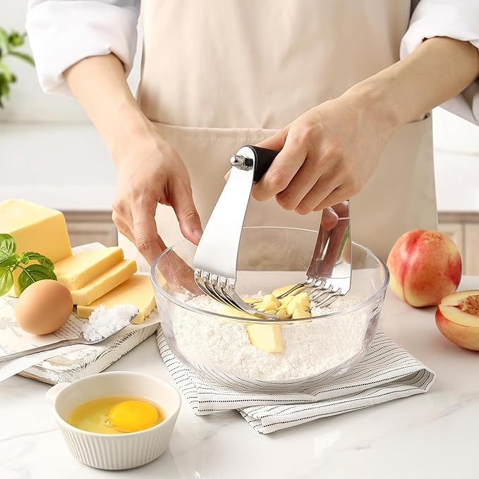 Spring Chef Multifunctional 1 Tablespoon Small Cookie Scoop, #60 & Large Dough Blender & Biscuit Cutter Set - 2 Product Bundle - Black