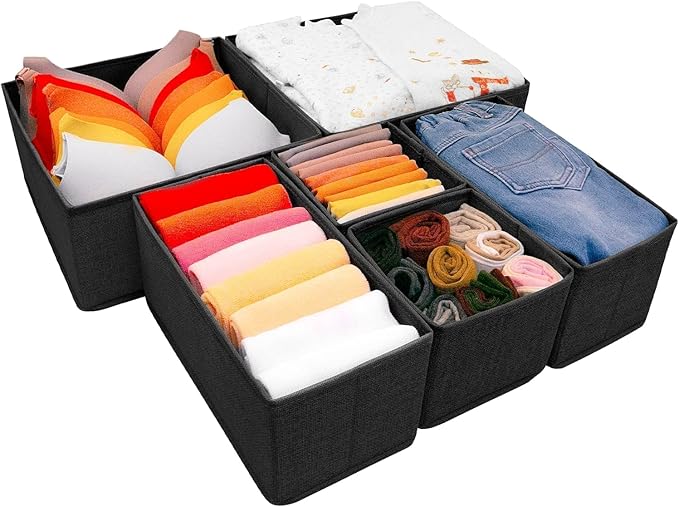 Criusia 14 Set Underwear Drawer Organizer, Foldable Underwear Drawer Organizer and Closet Dividers,Storage Box for Clothes, Socks, Underwear