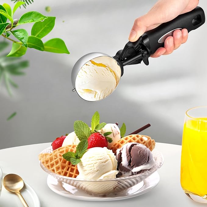 Ice Cream Scoop with Trigger, 5 Tbsp Cookie Scoop for Baking, 2.45 Oz Cookie dough Scooper, Large Ice Cream Scooper, Stainless Steel Portion Scoop, 72.7 ml