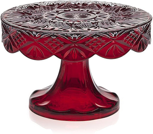 Godinger Cake Plate, Cake Stand, Pastry Stand, Dessert Stand, Red Cake Plate, Dublin Collection, 8in