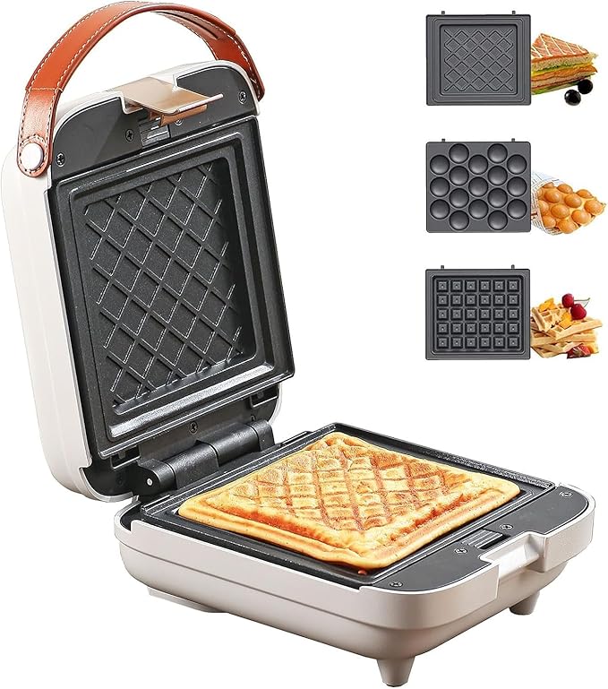 3 in 1 sandwich maker egg bubble waffle iron maker Intelligent temperature control pancake maker with removable plates Indicator Lights panni press for Afternoon tea breakfast dessert