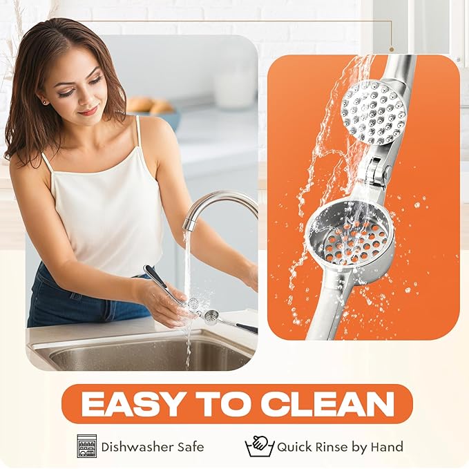 Kitchen Garlic Press, Rust Proof & Dishwasher Safe Garlic Mincer, Durable Garlic Crusher Set with Peeler＆Brush, Easy to Clean and Squeeze, Matte