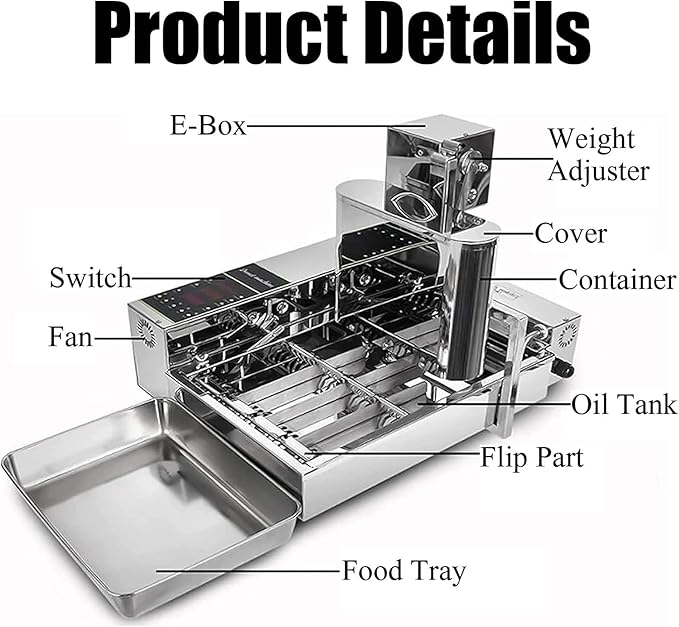 Electric Doughnut Machine,Small Donut Maker,Donut Maker,Automatic Doughnut Machine,304 Stainless Steel Auto Donut (110V)