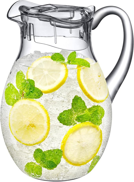 Amazing Abby - Bubbly - Plastic Pitcher (64 oz, 2 Quart), Clear Water Pitcher with Lid, Fridge Jug, BPA-Free, Shatter-Proof, Great for Iced Tea, Sangria, Lemonade, Juice, Milk, and More