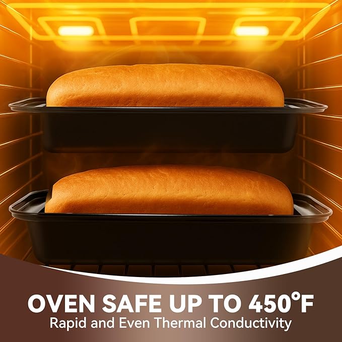 Yoehka 6 Pack Bread Pan Set, Non-Stick 8×4 Loaf Pans for Baking Homemade Bread, Sourdough, Brownies, Cake, Carbon Steel, Rectangle Baking Pans (Black)