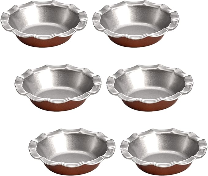 Tosnail 6 Pack 5" Mini Fluted Tart Pan, Pie Pan, Small Pie Tart Mold, Nonstick Quiche Pan for Baking