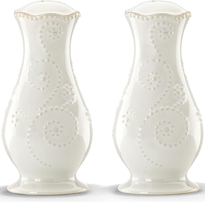 Lenox French Perle White Tall Salt and Pepper Set -