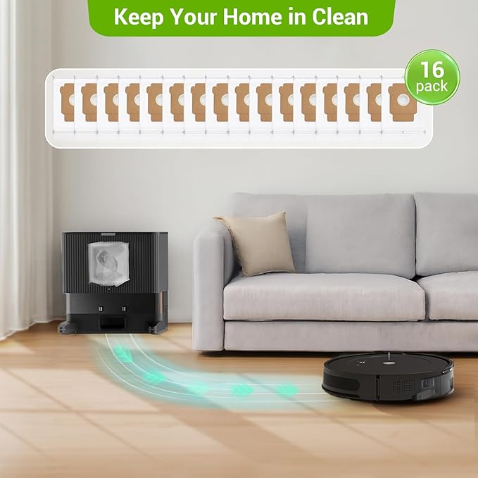 16 Pack Plus 405 Combo Dust Bags for Roomba Essential Q0520/Plus 405 Combo/Plus 505 Combo/Plus 504 Vac/Y0140 Combo/Y0110/Q0120/Q011/104 Combo/105 Combo/105 Vac/Max 705 Vac/205 Vac Dust Bag