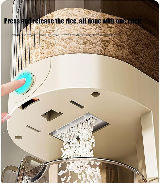 Peaoop 22LBS Rice Dispenser, Large Grain Container Storage with Lid Measuring Cylinder Household Cereal Dispenser Bucket for Kitchen Soybean Corn (22lb)