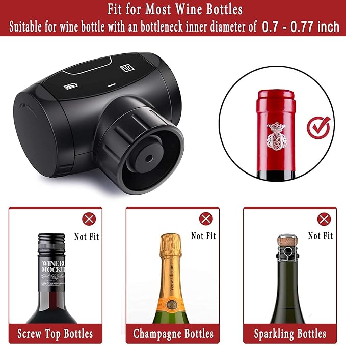 Electric Wine Stoppers, Automatic Wine Vacuum Pump, Reusable Wine Bottle Stoppers Cork Saver Plug & Sealer, Best Gift for Wine Lover