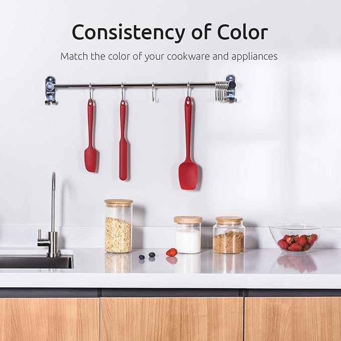 U-Taste Silicone Spatula Set with 480 Degrees Fahrenheit Heat Resistant (Red)