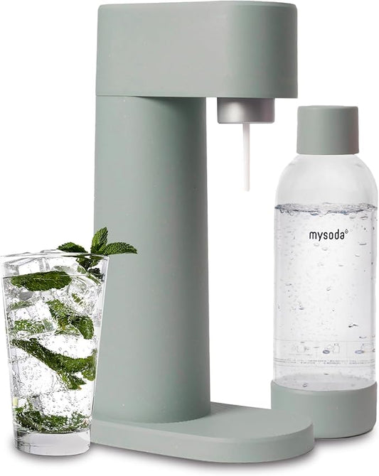 Mysoda Woody Soda Streaming Machine - Silent Carbonated Water Machine Robust Long-Lasting Aluminium Soda Maker - With 1L Water Bottle - Without CO2 Cylinder - Pigeon