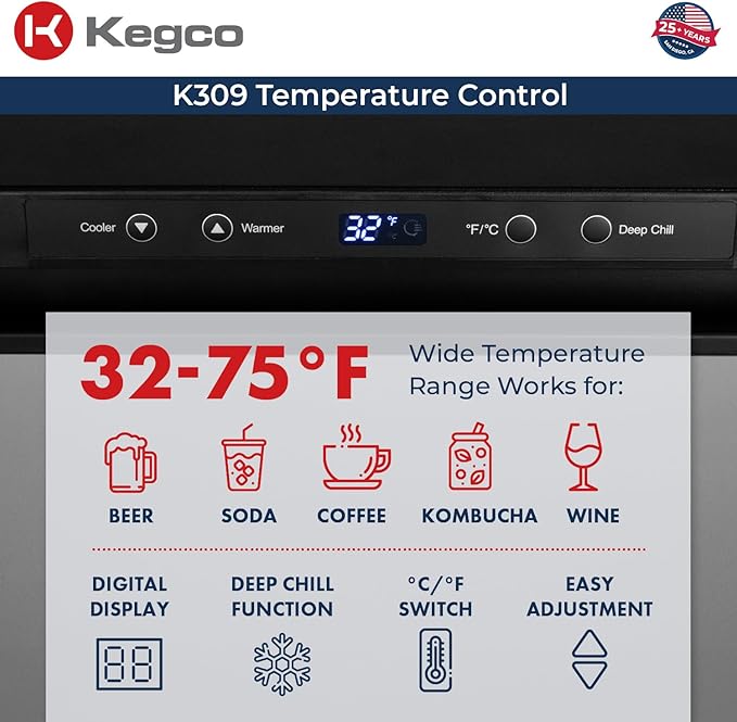 Kegco K309SS-3 3 Faucet Digital Kegerators - Stainless Steel Door
