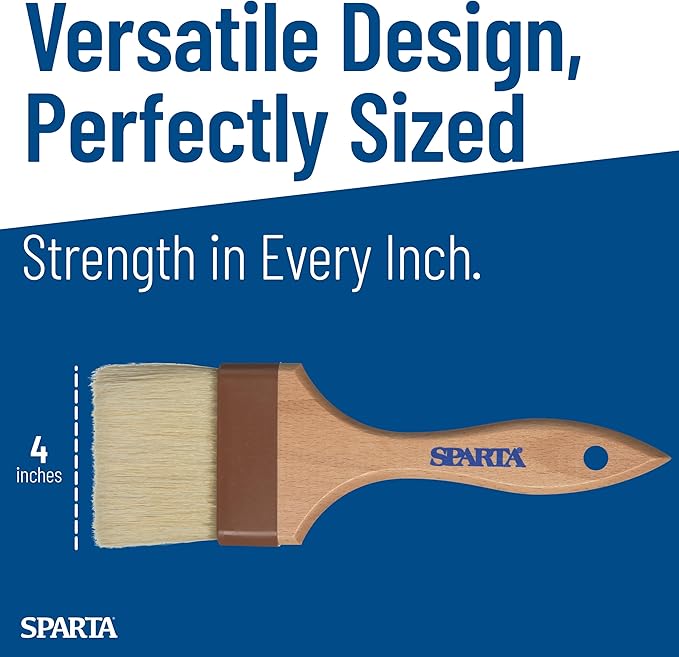 SPARTA 4037600 Boarhair Basting Brush, Flat Brush with Flat Brushhead, 9.25"L x 4"W, Wood Handle (Pack of 12)