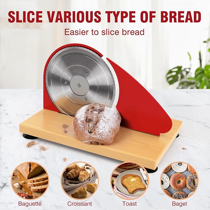 vanerepok Manual Bread Slicer for Homemade Sourdough Bread Versatile Hand Crank Bread Slicer for Sourdough Crusty Bread Etc Stainless Steel Slicers Adjustable Width for Homemade & Commercial Use