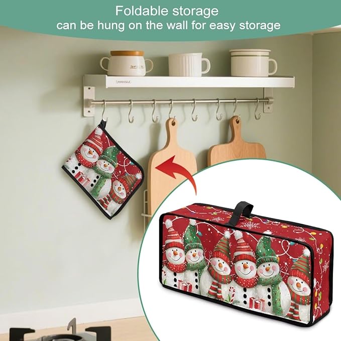 Christmas Snowman Toaster Cover 2 Slice Red Cover for 2 Slice Slim Toaster, Easy to Fold and Carry Water-Resistant Dust Covers for Kitchen Appliances, Machine Washable
