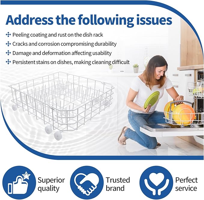 WD28X31819 WD28X10284 Lower Dishwasher Rack Replacement Compatible With GE Kenmore Dishwasher Rack Assembly ADW1100N10WW Replaces WD28M65 WD28X10001 WD28X10054 WD28X10213 WD28X10335 WD28X305