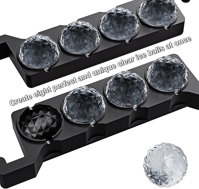 Bangp Clear Ice Ball Maker Mold,Whiskey Ice Cubes Mold,8 Distinctive 2" Crystal Clear Ice Balls for Cocktails and Drinks,Fun Shapes Ice Maker,Gifts for Men