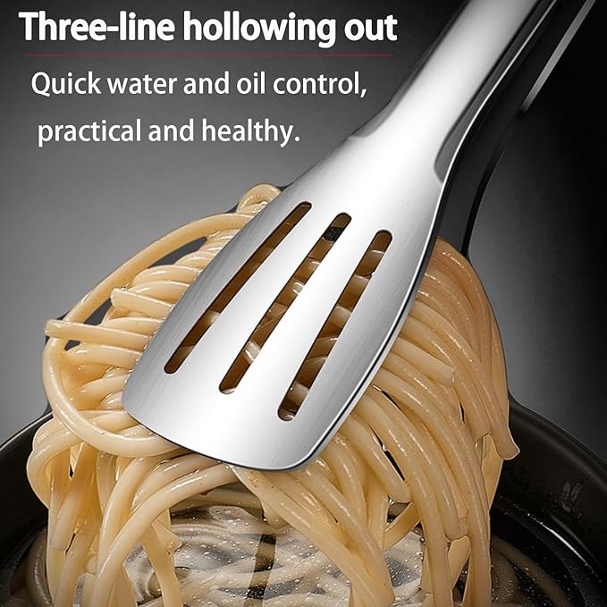 Stainless Steel Kitchen Tong Set - Anti-Slip Heat-Resistant Grip, Widened 3-Line Slotted Heads for Easy Clamping (Steaks, BBQ, Pasta, Salads), Easy Clean for Versatile Use Set of 3-11", Green