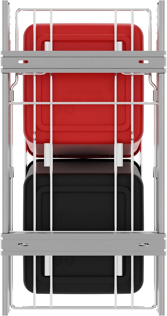 Rev-A-Shelf Pullout Trash Can for Kitchen Cabinets 27 Qt Garbage Recycling Bin with Full Extension Slides, Red/Black, RV-15KD-1618C-S