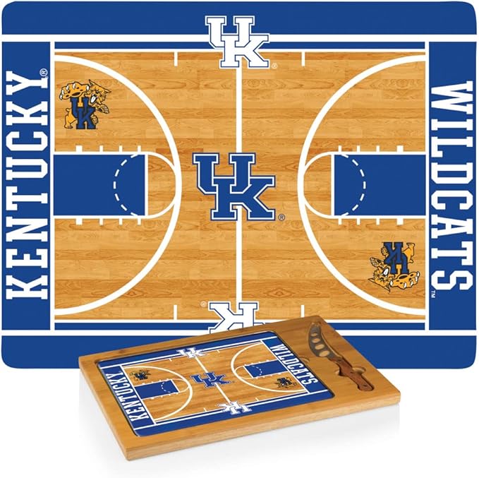 PICNIC TIME NCAA Icon Glass Top Cutting Board & Knife Set, Cheese Boards Charcuterie Boards, Serving Platter, (Parawood & Bamboo)