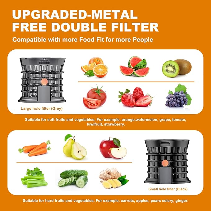 Juicer Machines, Cold Press Juicer with 4.2'' Large Feed Chute, Fit Whole Fruit and Vegetable Slow Juice Extractor Machine, 250W Masticating Juicer Easy To Clean, High Juice Yield, BPA Free