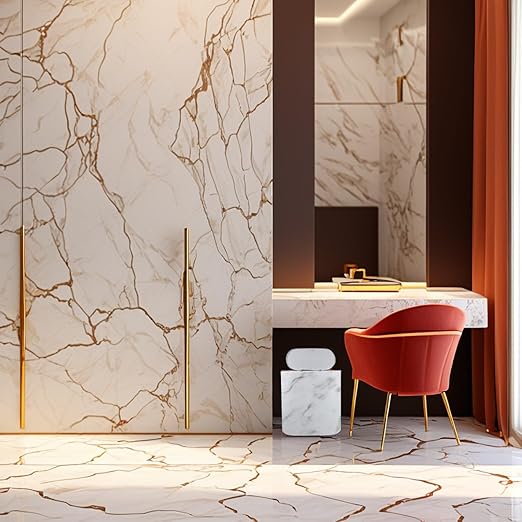 Ipetboom Marble Trash Can with Lid Plastic Garbage Bin for Bathroom Bedroom Kitchen Narrow Space Wastebasket