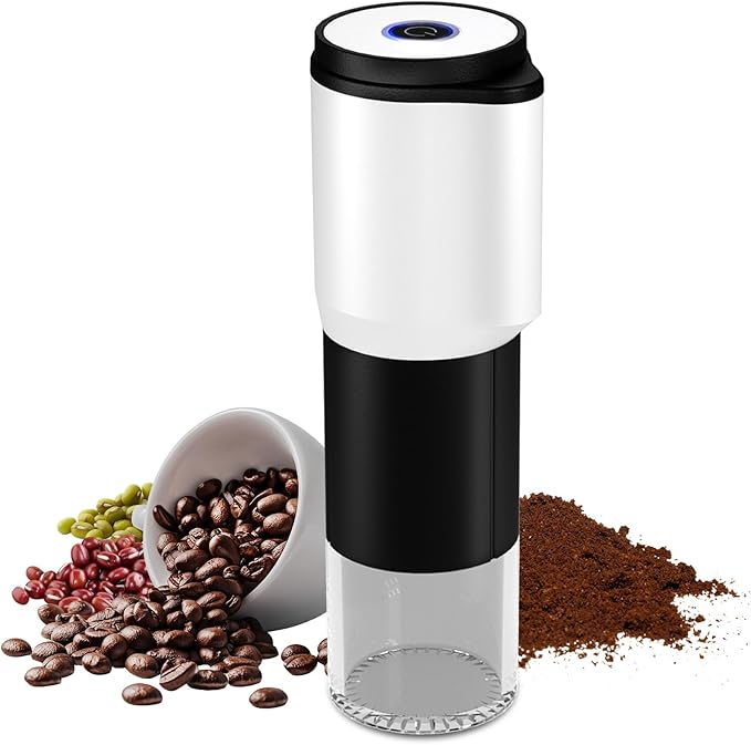 Compact Portable Electric Coffee Grinder,Features a Built-in 1300mAh Rechargeable Battery, Adjustable Grind Settings for Coffee Beans/Grains,Portable Coffee Grinder for Home,Camping and Travel Use