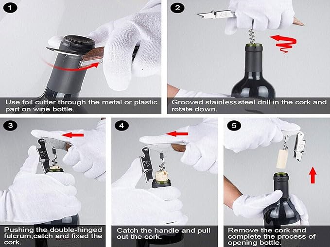 Professional Waiter Corkscrew Wine Key for Bartenders Set of 3,With Long Rosewood Handle Stainless Steel Handle Wine Opener for Bar Restaurant Waiters, Sommelier, Bartend (Rose Wood 3 Packs)