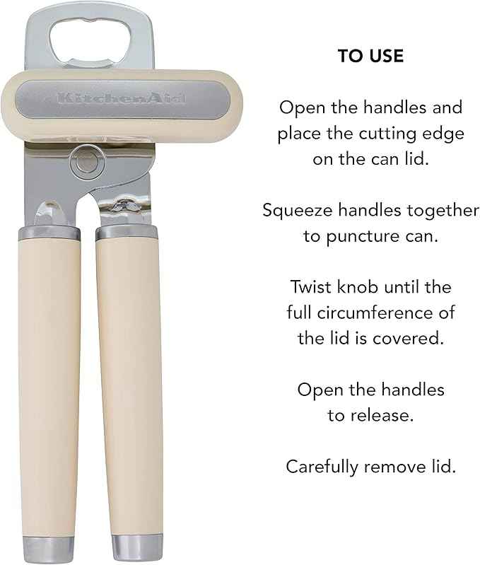 KitchenAid Classic Multifunction Can Opener and Bottle Opener Easy to Use, Razor Sharp Stainless Steel Cutting Wheel, Soft Ergonomic Handles, Almond Cream (Pack of 12)
