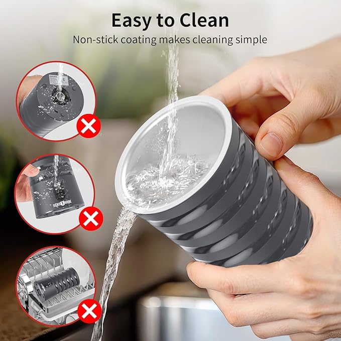 Milk Frother, Paris Rhône 4-in-1 Milk Steamer and Frother, Hot & Cold Foam Milk Warmer with Temperature Control, Auto Shut-Off Frothers for Coffee, Latte, Cappuccino, Macchiato, Grey