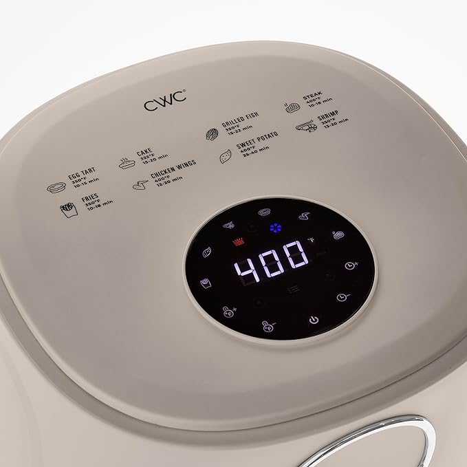 COOK WITH COLOR Colorful 1200W 4Qt Air Fryer: Glass Basket, Dishwasher Safe, 60min Timer, 6 Presets, Temp Control 175F-400F, 4 QT, Greige