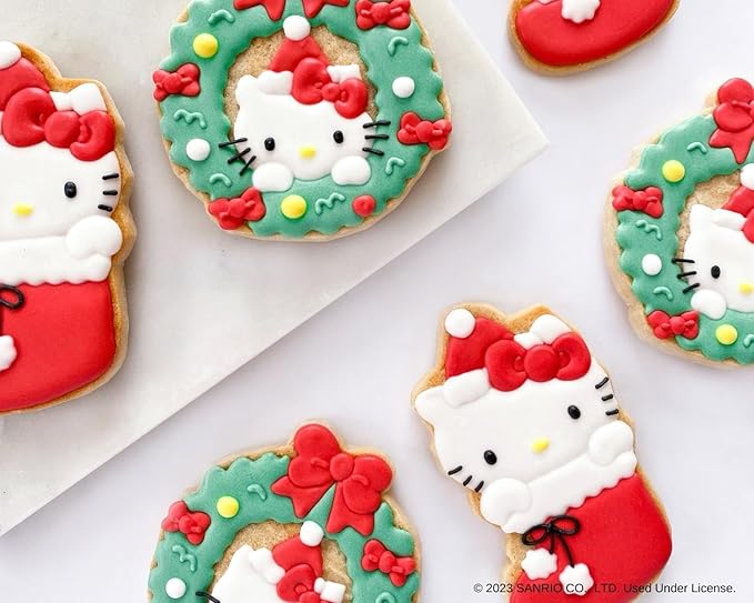 Handstand Kitchen Hello Kitty Holiday Cookie Party Set with Cookie Stamps, Frosting Bag, Spatula and More