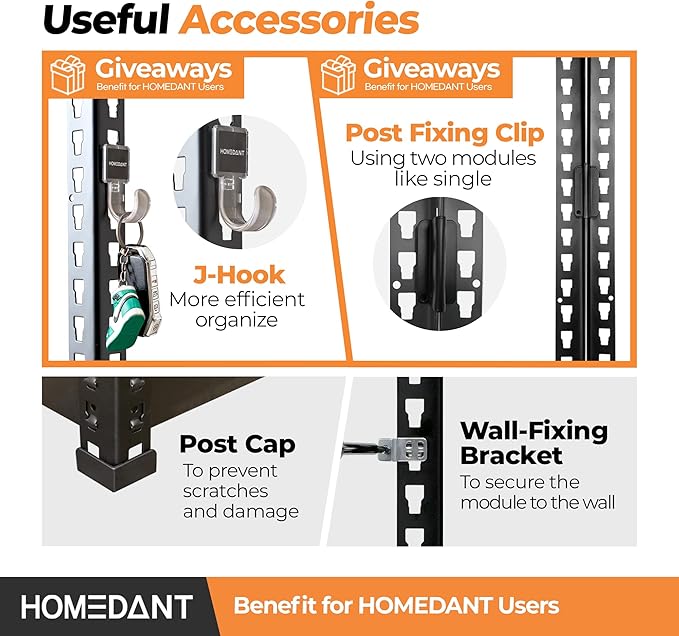 HOMEDANT 28"W x 12.3"D x 59.5"H 5-tier Boltless Metal Shelving Unit Adjustable Garage Storage Utility Rack Heavy Duty Shelves Organization Multipurpose Shelf Warehouse Kitchen Living Room pantry 2Pack