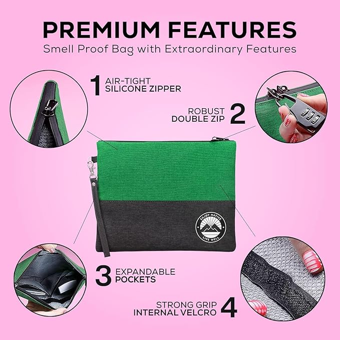 Enjoy Native Smell Proof Bag with Lock 11" x 9", Smell Proof Container, Dog Tested Odor resistant Bags, Best Zipper odor sealing pouch for Herbs, Coffee & Travel Medicine, Scent resistent Containers