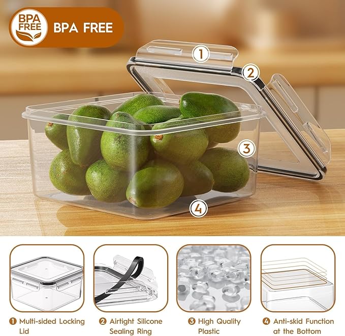 44 PCS Food Storage Containers with Lids Airtight (22 Containers & 22 Lids), Leak proof Meal Prep Container Set for Kitchen Storage, BPA-free, PVC-free Plastic, Microwave/Dishwasher Safe, Labels & Pen