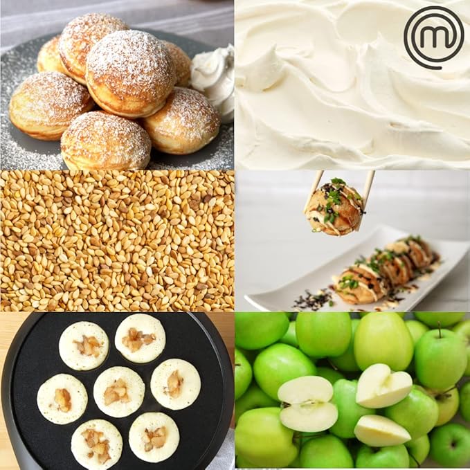 MasterChef Electric Ebelskiver Maker Delicious Homemade Japanese Takoyaki, Donut Holes, Cake Pops, Octopus Balls, Aebleskivers, Danish- Nonstick Easy Clean Appliance, Fun Gift