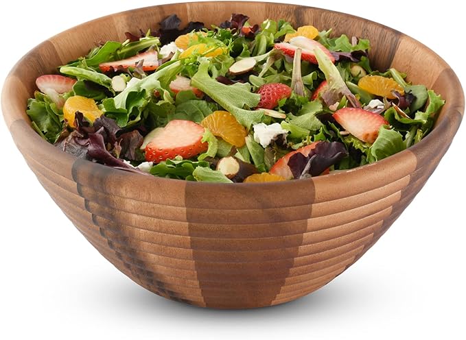 Arthur Court Salad Bowl Acacia Wood Serving Bowl for Fruits or Salads Bee Hive Shape Style Large 5 inch Tall x 12 inch Diameter Wooden Single Bowl
