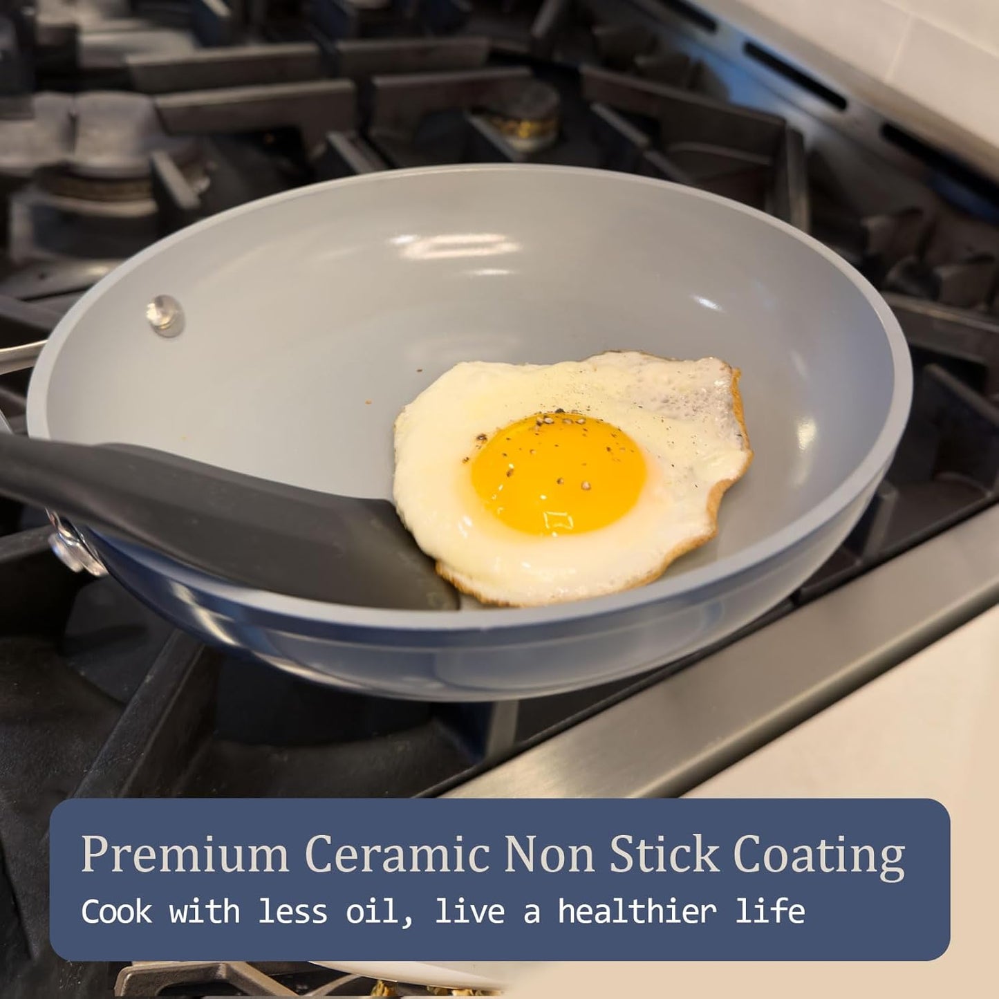 Stock Pot 4.5qt Dutch Oven with Lid (9.5") Nonstick Ceramic Coated Non-Toxic PFAS-Free Even Heat Distribution for Braising, Baking Bread & Soups, Compatible for All Cooktops(Induction/Gas/Electric) Oven Safe to 500°F (Caribbean Blue)