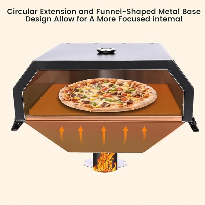 Hisencn Pizza Oven Attachment for Blackstone Grill, Outdoor Pizza Oven Accessories for Traeger, Pit Boss, Camp Chef, Z Grills, GMG Pellet Grill, Portable Pizza Maker With 13" Pizza Stone