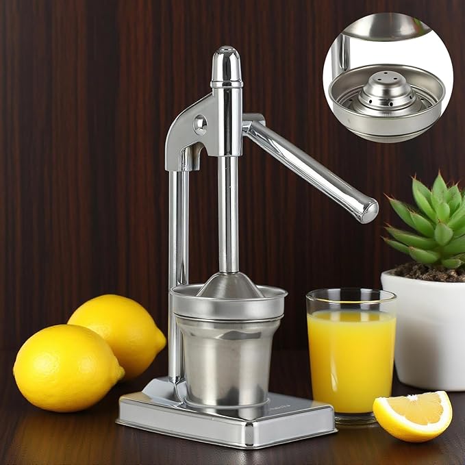 Cast Iron Manual Citrus Juicer, Stainless Steel Lemon Squeezer, Heavy Duty Countertop Press Machine for Fresh Orange Juice, Kitchen