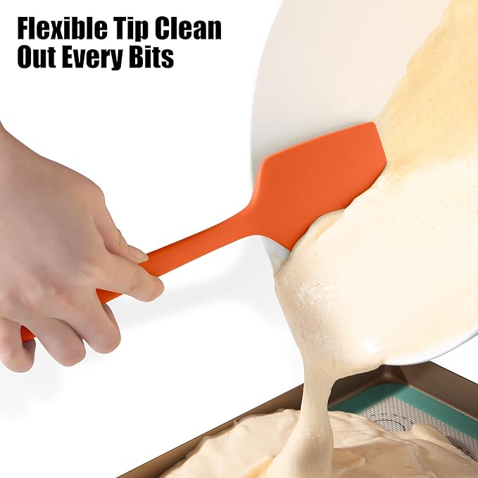 3-Piece Silicone Spatula Scrapers: Doosu 600°F Heat Resistant Food Grade Kitchen BPA Free Rubber Baking Cooking Tool Nonstick Utensil Set for Mixing, Scraping, Folding, Stirring, Serving (Multi-5)