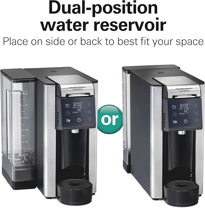 Hamilton Beach FlexBrew Advanced 5-in-1 Programmable 12 Cup Drip and Single Serve Hot & Iced Coffee Maker with Movable 60 oz. Water Reservoir, Fast Brewing, Black R49965 (Renewed)
