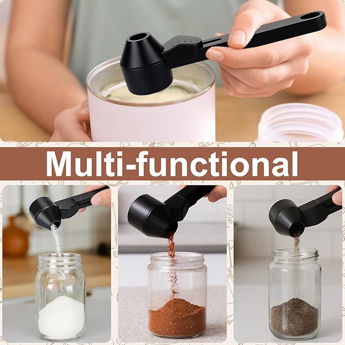 Palksky Coffee Scoop & Funnel with Fill Press1PCS (Black)