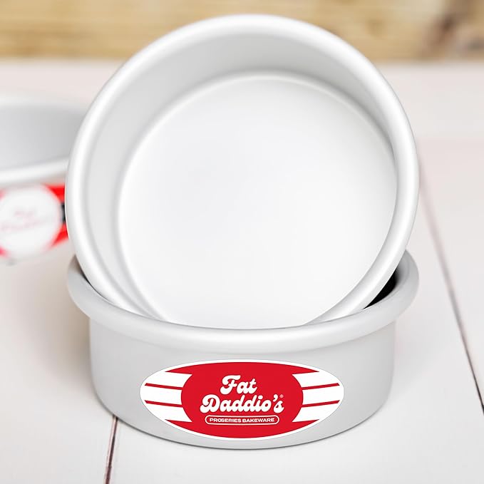 Fat Daddio's PRD-42CASE Anodized Aluminum Round Cake Pan, 4 x 2 inch, Set of 6