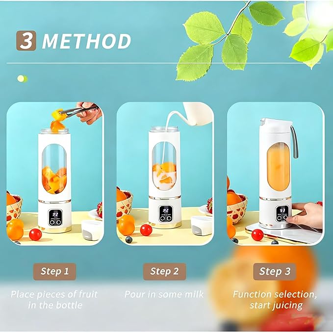 Digital Multimode Juicer Blender - Smart Led Display, Portable Usb Personal Electric Blender, Juicer Shakes And Smoothies Blender For Smoothies Liquid Diet, Shakes, Leak Proof Design (2PC-B)