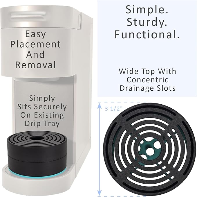 Elevate Anti-Splash Cup Riser Accessory for most Keurig K-cup, Cuisinart Single Serve, and other Coffee Makers, Adjustable for Cup Size and Drip Tray Type (Black and Turquoise)