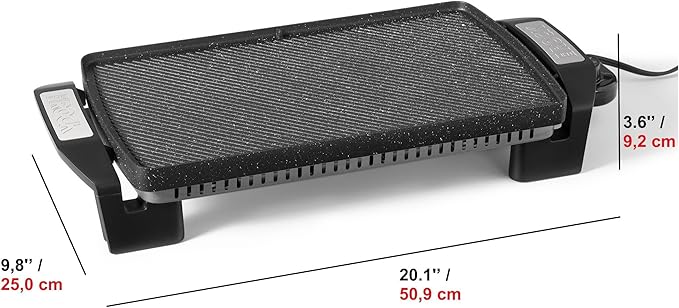 Starfrit The Rock Electric Reversible Grill & Griddle - Rock.Tec Non-Stick - Variable Temperature Control – Cool-Touch Handles - 1500W - Black